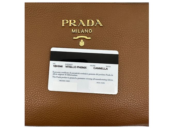 Borsa a tracolla in pelle marrone Prada Vitello Phenix Cannella - vista 2