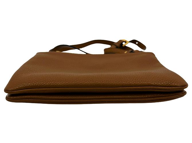 Borsa a tracolla in pelle marrone Prada Vitello Phenix Cannella - vista 4