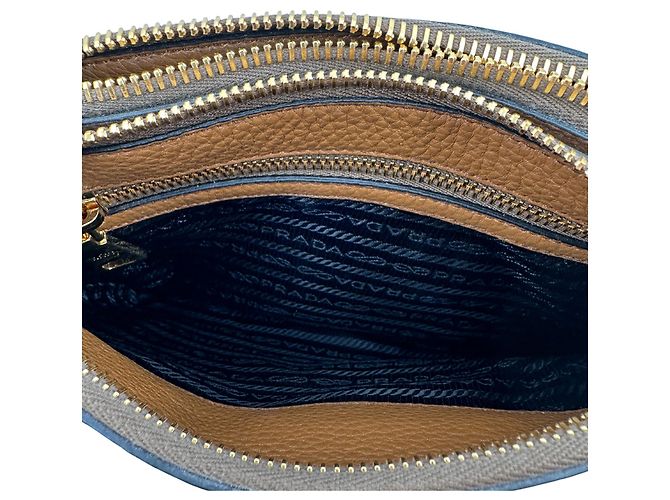 Borsa a tracolla in pelle marrone Prada Vitello Phenix Cannella - vista 5