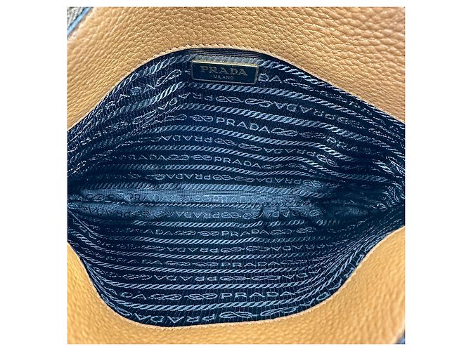 Borsa a tracolla in pelle marrone Prada Vitello Phenix Cannella - vista 6