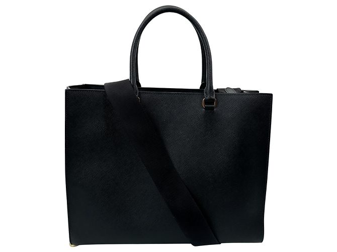 Borsa tote grande Prada in pelle Saffiano nera / molto buono Nero - vista 2