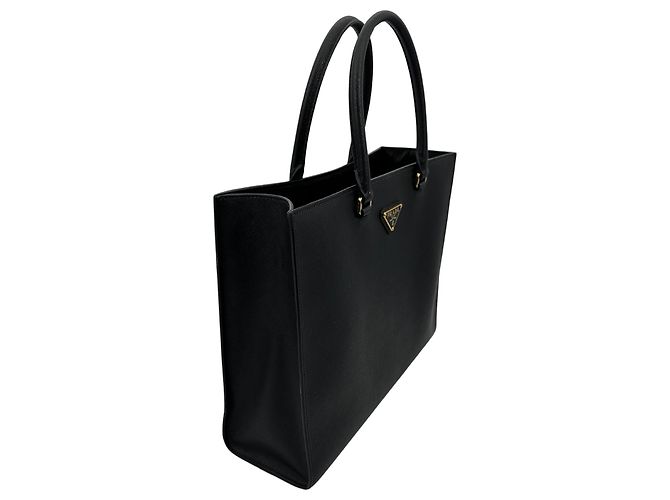 Borsa tote grande Prada in pelle Saffiano nera / molto buono Nero - vista 3