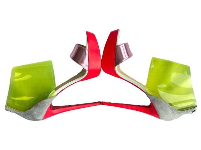 Sandali con plateau Dufoura Christian Louboutin multicolore pelle Rosa Rosso Verde Grigio Metallico - vista 10