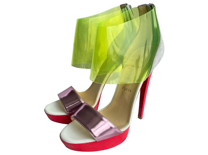 Sandali con plateau Dufoura Christian Louboutin multicolore pelle Rosa Rosso Verde Grigio Metallico - vista 2