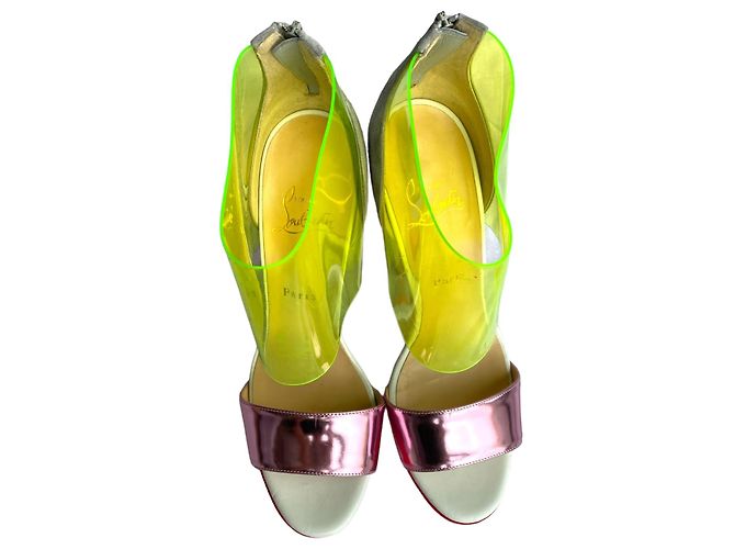 Sandali con plateau Dufoura Christian Louboutin multicolore pelle Rosa Rosso Verde Grigio Metallico - vista 5