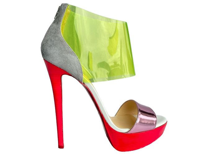 Sandali con plateau Dufoura Christian Louboutin multicolore pelle Rosa Rosso Verde Grigio Metallico - vista 8