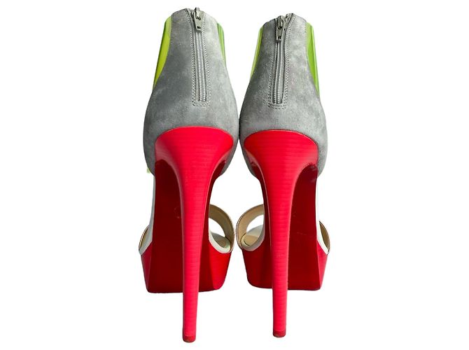 Sandali con plateau Dufoura Christian Louboutin multicolore pelle Rosa Rosso Verde Grigio Metallico - vista 9
