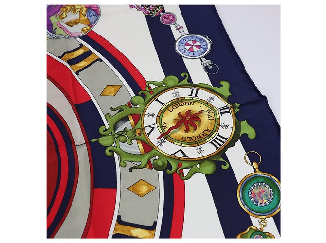 Garden Hermès Sciarpa di seta Hermes "Parmi les fleurs je compte les heures" Blu - vista 6