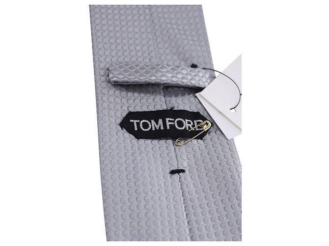 Gravata estampada Tom Ford em algodão de seda prateado Prata Metálico - vista 4