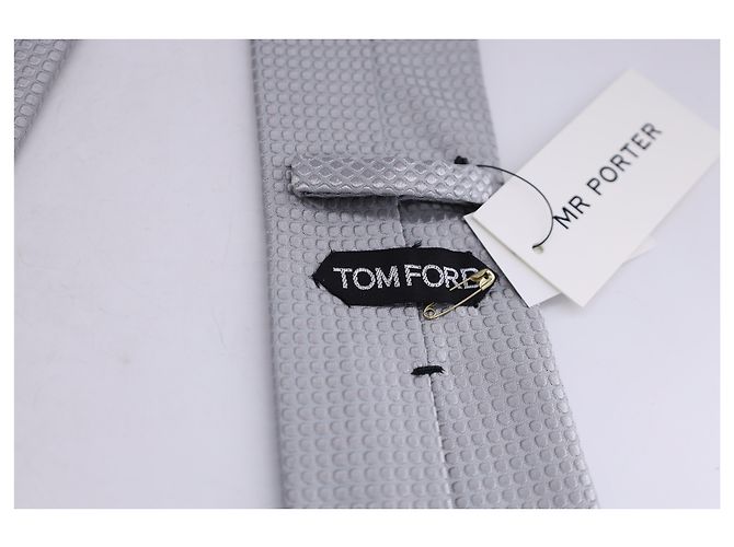 Gravata estampada Tom Ford em algodão de seda prateado Prata Metálico - vista 8