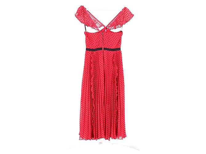 Self portrait Self-Portrait – Faltenkleid mit Rüschenbesatz aus rosa Polyester Pink - Ansicht 5