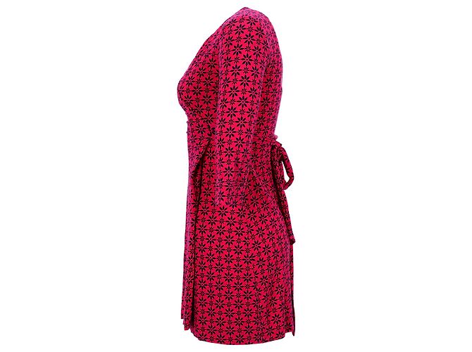 Vestido cruzado estampado Diane Von Furstenberg en algodón rojo Roja - vista 2