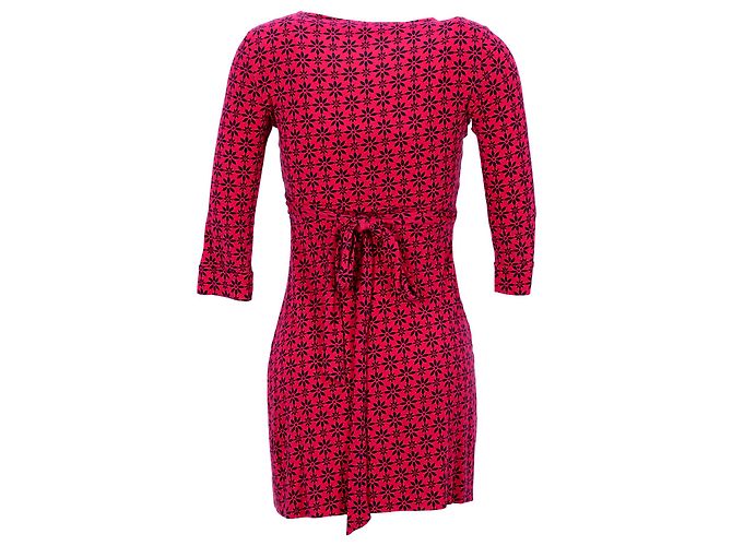 Vestido cruzado estampado Diane Von Furstenberg en algodón rojo Roja - vista 3