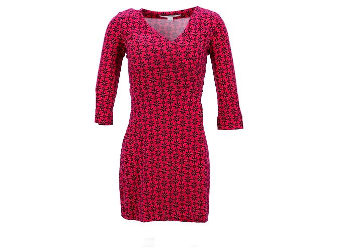 Vestido cruzado estampado Diane Von Furstenberg en algodón rojo Roja - vista 6