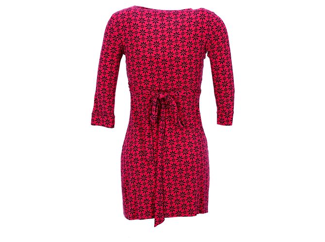 Vestido cruzado estampado Diane Von Furstenberg en algodón rojo Roja - vista 8