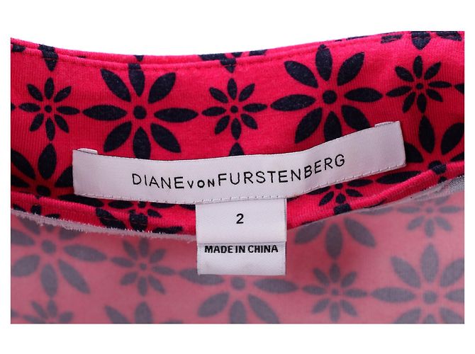 Vestido cruzado estampado Diane Von Furstenberg en algodón rojo Roja - vista 9