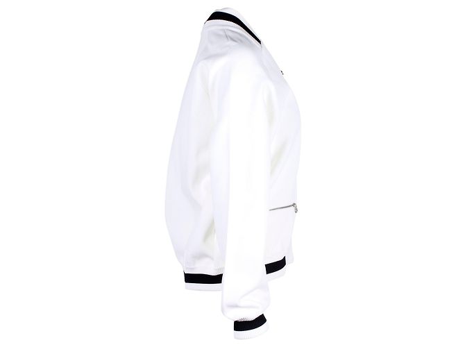 Timeless Chanel Knit Blouson Jacket in White Rayon - view 2