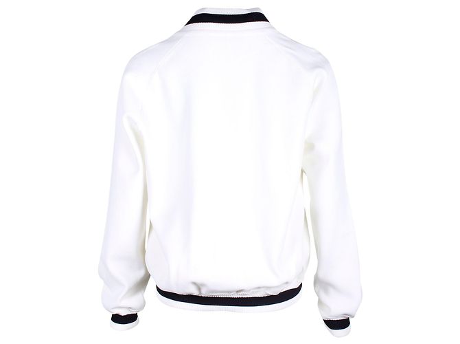 Timeless Chanel Knit Blouson Jacket in White Rayon - view 3
