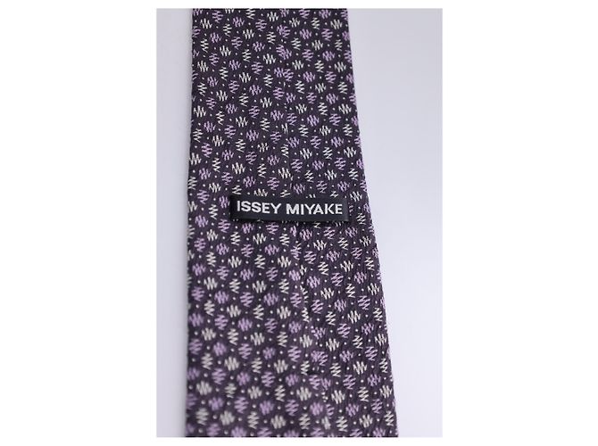 Gravata estampada Issey Miyake em algodão de seda roxo - vista 16