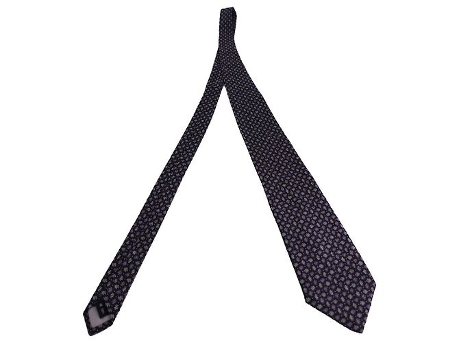 Gravata estampada Issey Miyake em algodão de seda roxo - vista 4