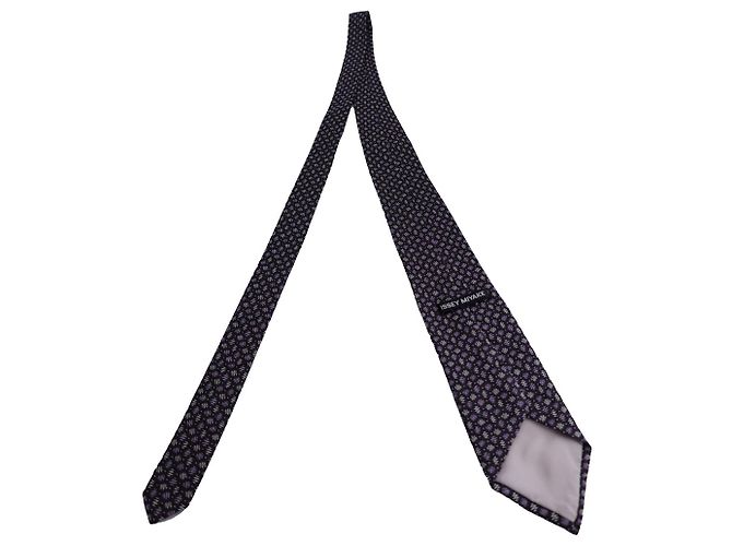 Gravata estampada Issey Miyake em algodão de seda roxo - vista 5