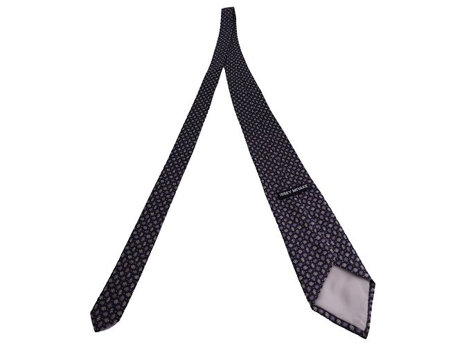 Gravata estampada Issey Miyake em algodão de seda roxo - vista 6