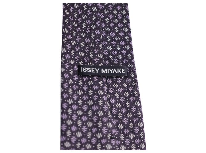 Gravata estampada Issey Miyake em algodão de seda roxo - vista 7