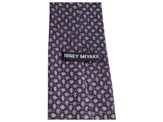 Gravata estampada Issey Miyake em algodão de seda roxo - vista 8