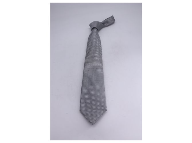Cravatta Tom Ford micro pois in cotone di seta grigio - vista 2