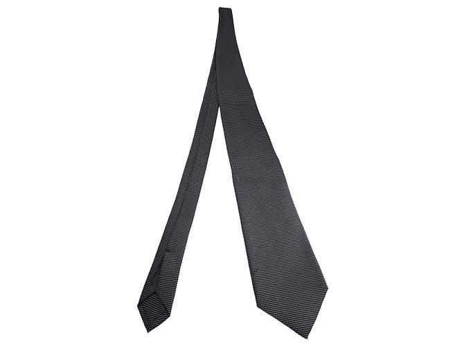 Cravatta Tom Ford micro pois in cotone di seta grigio - vista 3