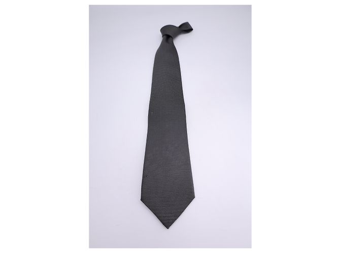 Cravatta Tom Ford micro pois in cotone di seta grigio - vista 8