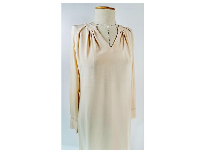 Autre Marque Vestido Gustav de seda beige - vista 2