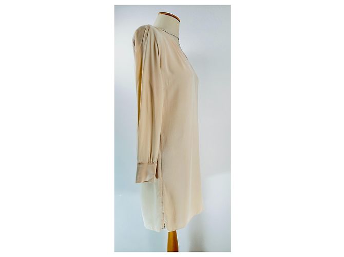 Autre Marque Vestido Gustav de seda beige - vista 3