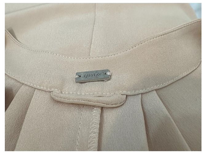 Autre Marque Vestido Gustav de seda beige - vista 6