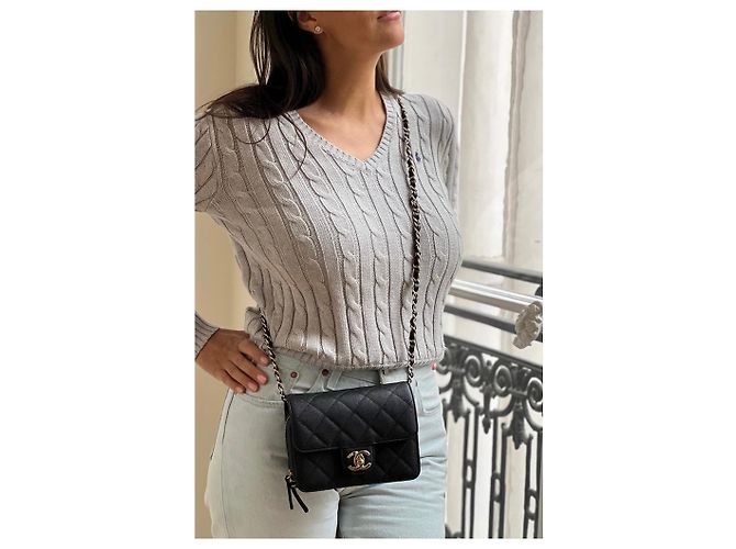 Wallet On Chain Chanel Como un Monedero Mini Flap Negro - vista 9