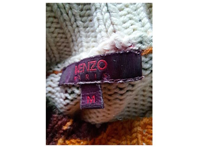 Kenzo Rollkragenpullover Orange aus Wolle mit Blumenmuster - Ansicht 3