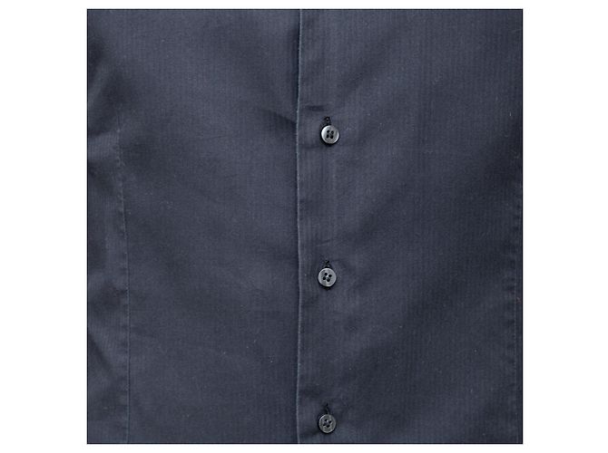 Camicia Balmain nera in cotone con effetto twill a righe Nero - vista 4