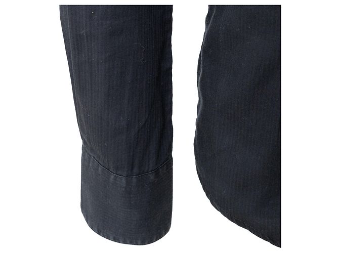 Camicia Balmain nera in cotone con effetto twill a righe Nero - vista 5