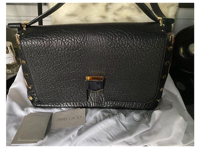Bellissima borsa Lockett di Jimmy Choo, modello grande, nera e leopardata. Nero Stampa leopardo Gold hardware - vista 11