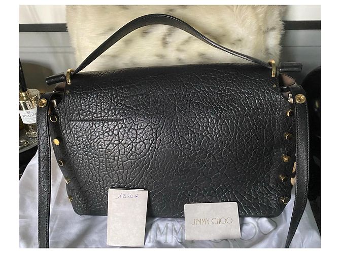 Bellissima borsa Lockett di Jimmy Choo, modello grande, nera e leopardata. Nero Stampa leopardo Gold hardware - vista 13