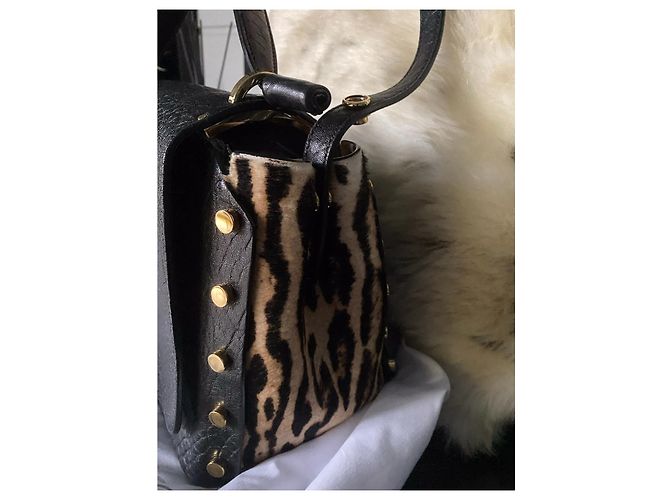 Bellissima borsa Lockett di Jimmy Choo, modello grande, nera e leopardata. Nero Stampa leopardo Gold hardware - vista 16