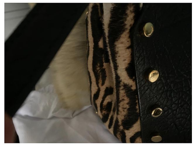 Bellissima borsa Lockett di Jimmy Choo, modello grande, nera e leopardata. Nero Stampa leopardo Gold hardware - vista 18