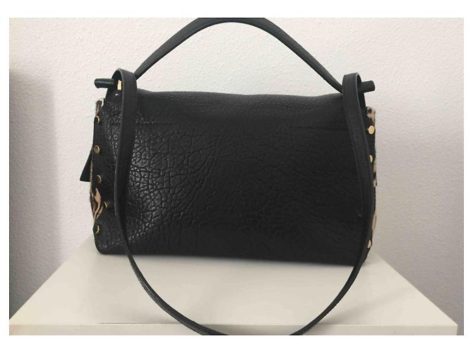 Bellissima borsa Lockett di Jimmy Choo, modello grande, nera e leopardata. Nero Stampa leopardo Gold hardware - vista 2