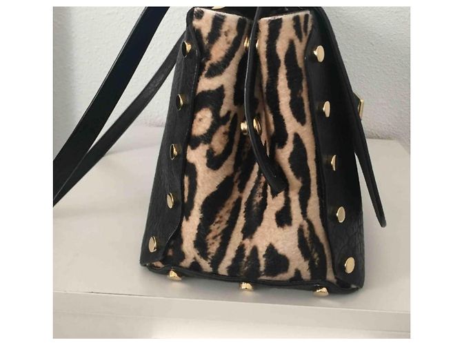 Bellissima borsa Lockett di Jimmy Choo, modello grande, nera e leopardata. Nero Stampa leopardo Gold hardware - vista 5