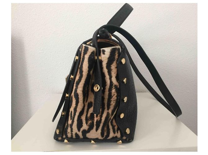 Bellissima borsa Lockett di Jimmy Choo, modello grande, nera e leopardata. Nero Stampa leopardo Gold hardware - vista 6