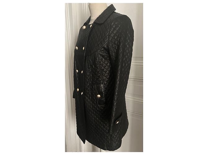 Autre Marque Abrigo de cuero acolchado Giovanni 3/4 talla 38. Negro - vista 2