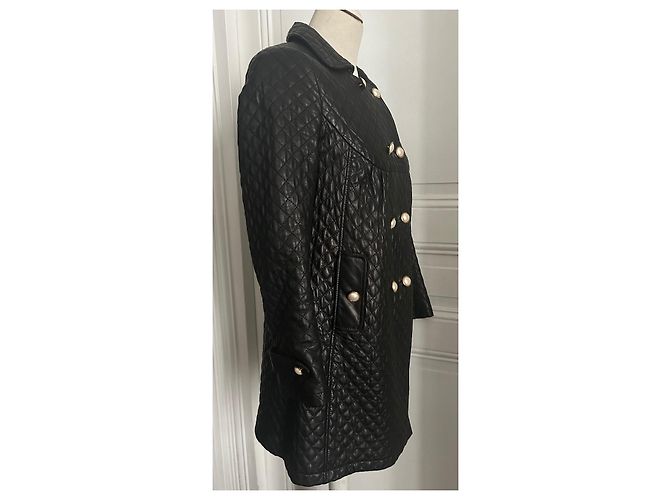 Autre Marque Abrigo de cuero acolchado Giovanni 3/4 talla 38. Negro - vista 4