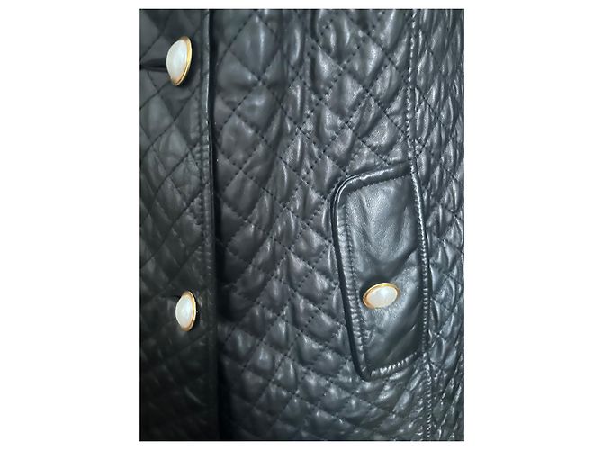 Autre Marque Abrigo de cuero acolchado Giovanni 3/4 talla 38. Negro - vista 5