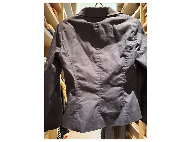 Chaqueta corta Zapa de algodón azul marino con botones de rombos - vista 2