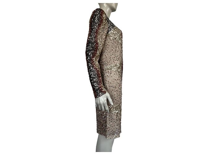 Vestido de cóctel Hoss Intropia Beige Dorado - vista 3